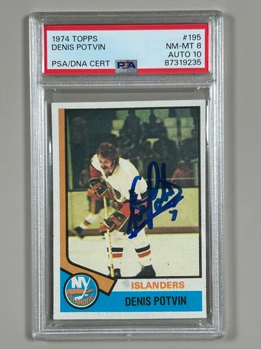 Denis Potvin Signed 1974-75 Topps Card #195 PSA 8/10 Auto Rookie RC Islanders