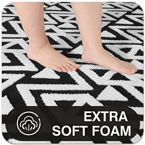 Ultra Soft Geometric Bedroom Rugs Memory Foam Carpet 7 x 10 7x10 Feet Black - Bild 4 von 6