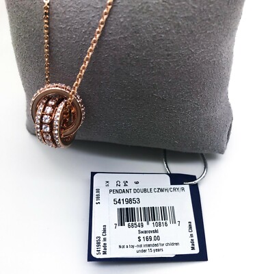 New 100% SWAROVSKI Rhodium Gold Pave Interlocking Loop