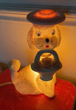 VINTAGE I. W. RICE  CO. WHITE SPAGHETTI POODLE NIGHT LIGHT/SCENT DIFFUSER LAMP