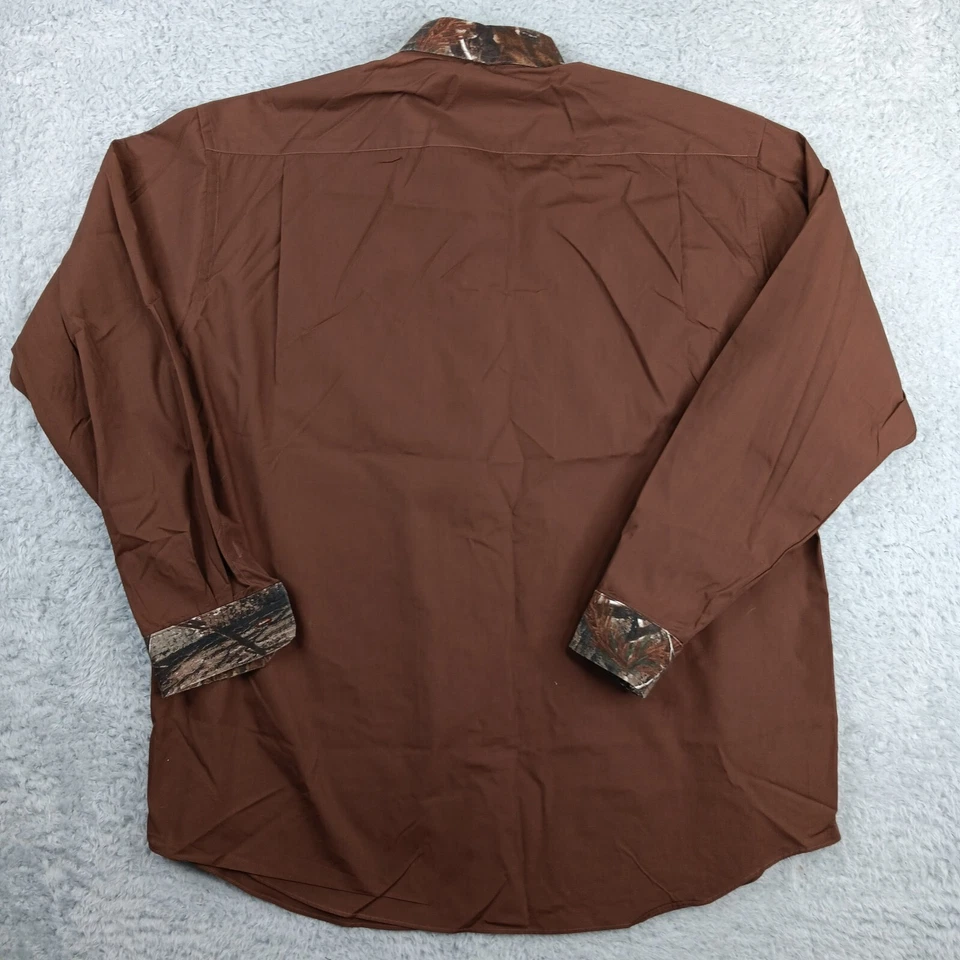 Camisa masculina Marquis 17 34-35 marrom algemas de árvore real colarinho abotoado - Imagem 2 de 4