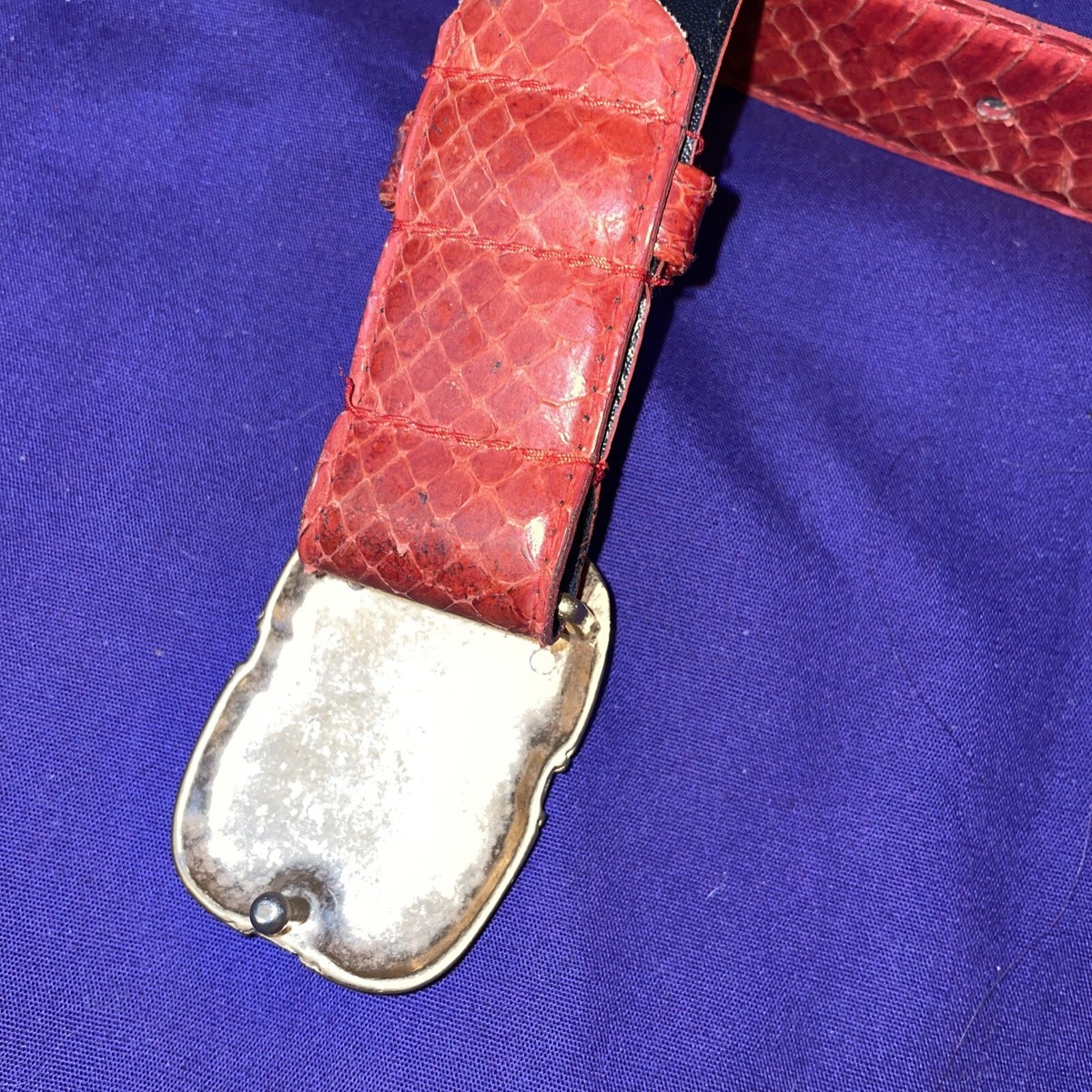Snake Buckle Dark Red Open Work Strap Genuine Leather Vintage Belt Vintage Red Leather Belt With Snake Metal Buckle - Etsy Ireland main image 4