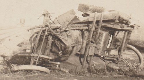 Warwick NORTH DAKOTA RPPC c1915 CAR ACCIDENT Hit by TRAIN nr Devils Lake WOW! ND - Picture 2 of 3