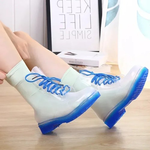 Transparente Regenstiefel Damen PVC Plateau Regenschuhe 2025 Herbst Neu Slipper - Bild 8 von 31