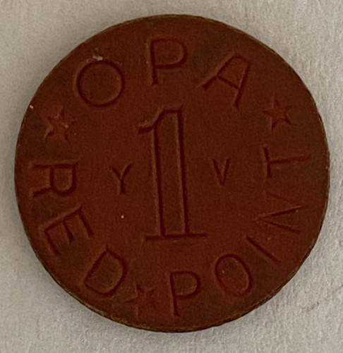 Vintage WWII OPA Red 1 Point Ration Token Pre-Owned. YV