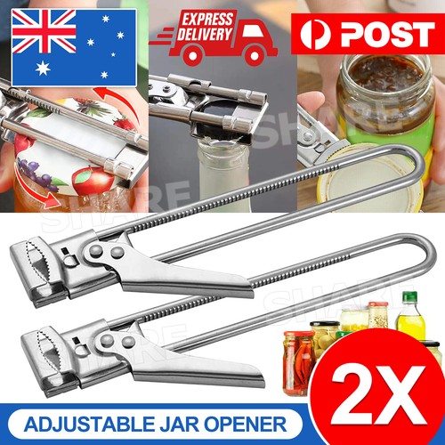 2x Multifunctional Stainless Steel Jar Opener Adjustable Bottle Lid Beer Grip
