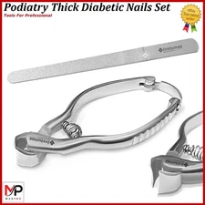 Podiatry Thick Diabetic Nail Set Toenail Cutter Nail File Trimmer Pedicure 2Pcs