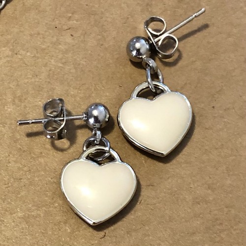Heart W Enamel Heart Necklace 18+2” Bracelet 6.5” Earring SET Artisan USA 1686 - Picture 4 of 5