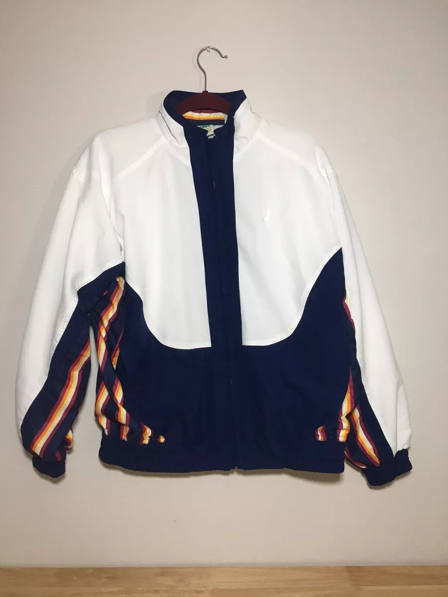 Prince Sportswear White, Blue, Orange & Yellow Warmup Zip Up Jacket Size Medium!