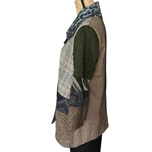 Ali Miles Womens S Jacket Art to Wear Patchwork Button-Front Oversized Festival - Picture 5 of 15