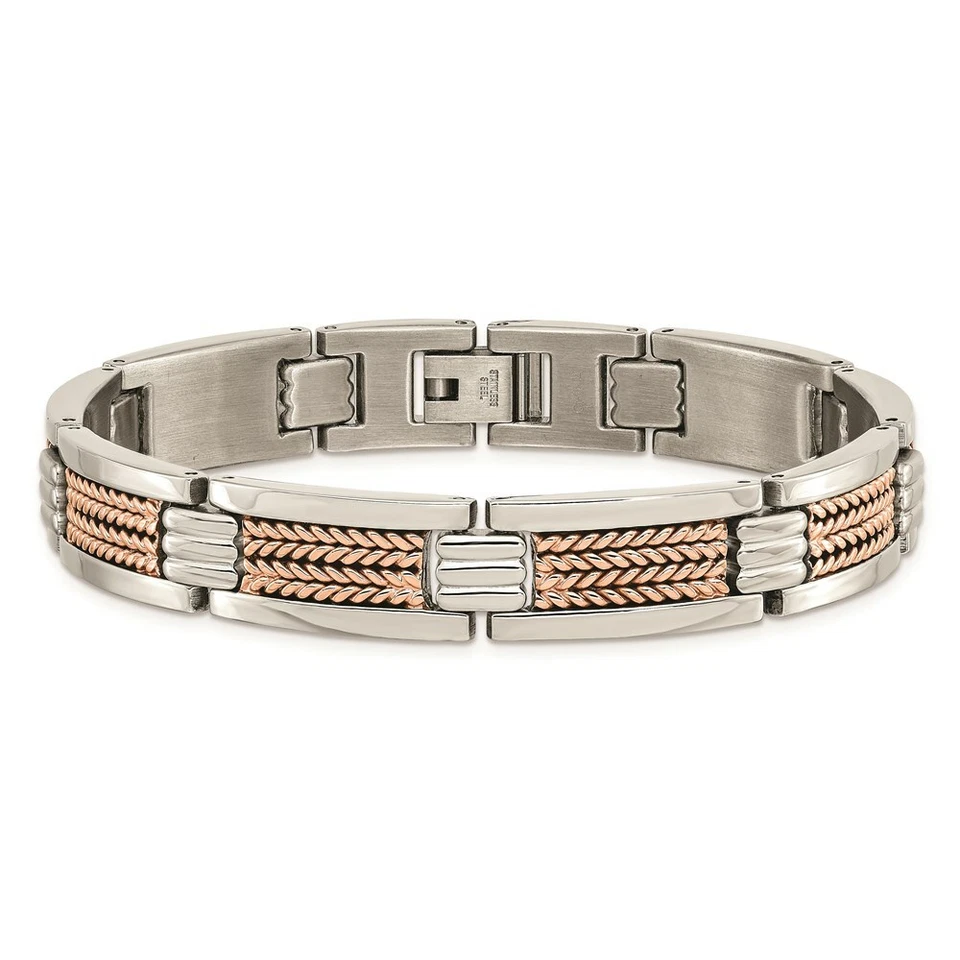 Stainless Steel Polished Rose IP-Plated Bracelet - Image 4 of 4