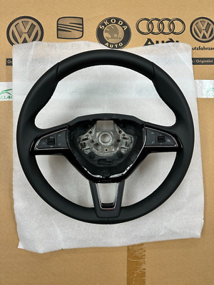SKODA OCTAVIA III STEERING WHEEL PADDLE SHIFTERS MULTI FUNCTION LEATHER 3V0 G...