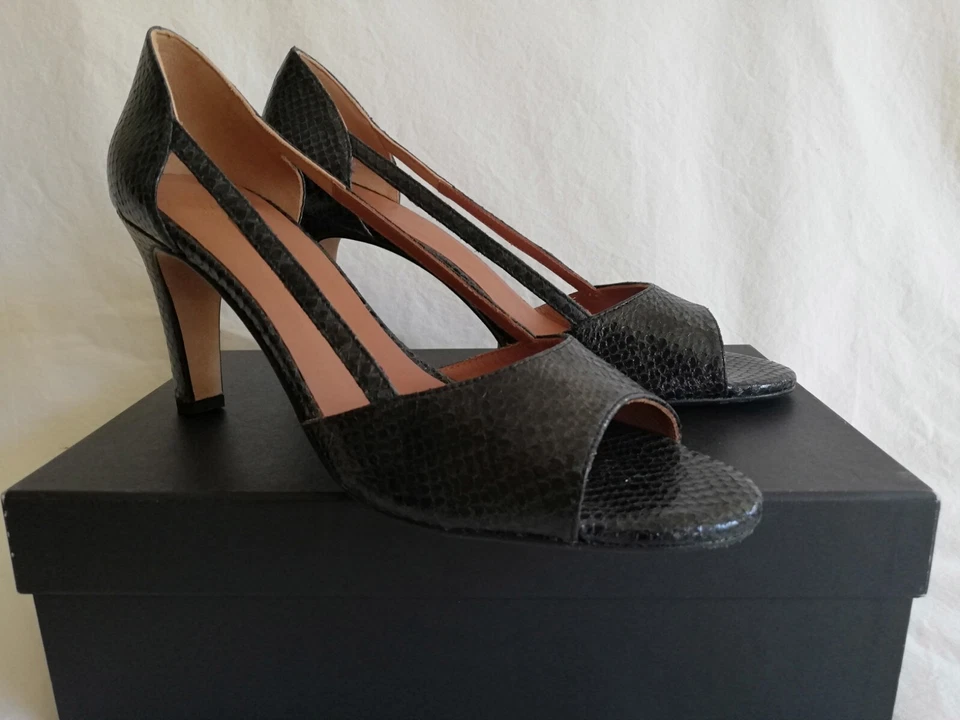 ANAKI PARIS Schuhe Pumps Gr. 41. Schwarz Leder. Python Noir Schlange Optik. NEU! - Bild 3 von 4