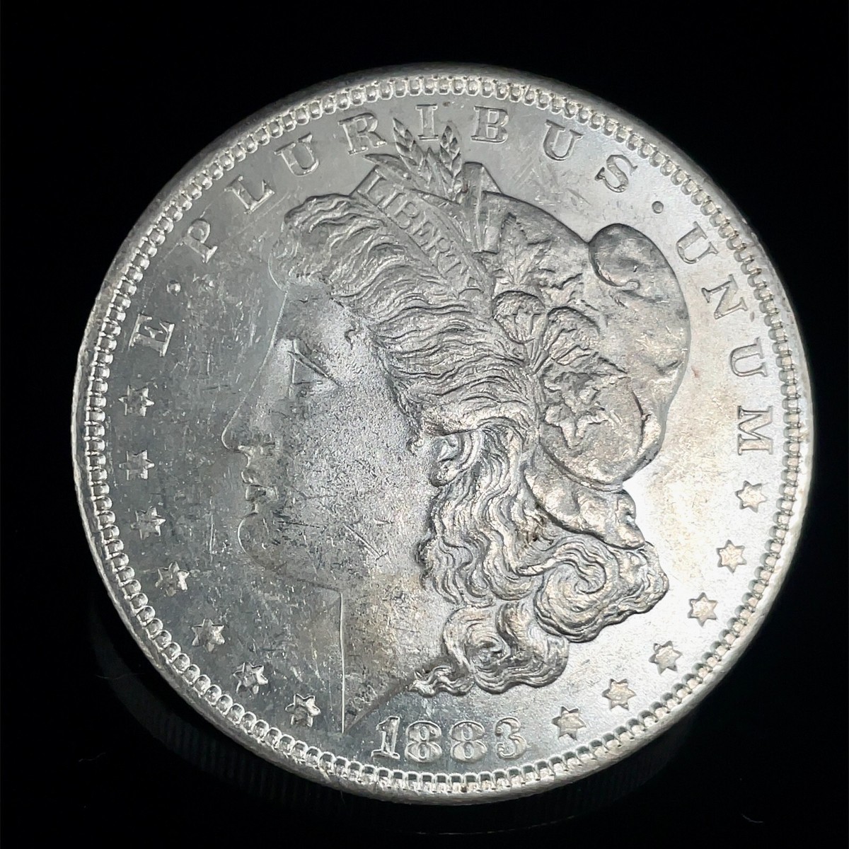 1883 Morgan Dollar VAM 1B Pitted Liberty Head BU. Unc. 90% Silver