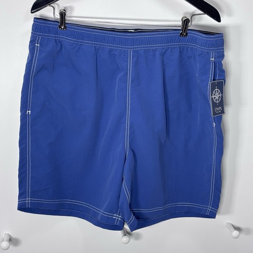 NWT Chaps Swim Trunks Men’s Size Large Drawstring Blue With White Trim - Picture 2 of 8