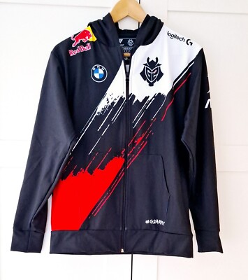 Nations Hoodie-Jacke schwarz Grafikdruck Sponsorship Reißverschluss Gr. S NEU