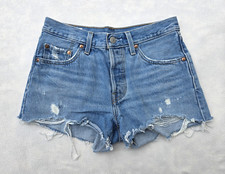Levis 501 Waist W25 Button Fly Cut Off Shorts S58022 Pockets Frayed Med Wash