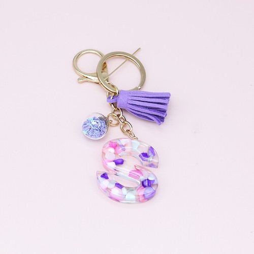 Resin Letter Keyring Personalised Tassel Keyring Initial Car Bag Keyring Gifts - Picture 31 of 38