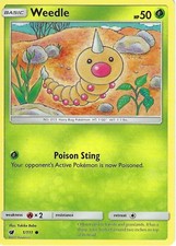1/111 Weedle Common: Pokemon Trading Card Game SM-04 Crimson Invasion