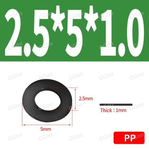 NYLON WASHERS FORM A FLAT PLASTIC BLACK M2,2.5,3,4,5,6,8,10,12,14,16,18,20,22,24 - Picture 6 of 61