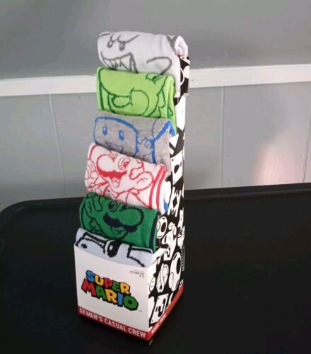 New Mens/Unisex 6 pk Novelty Casual Crew Socks SUPER MARIO BROS Comfortable Fit