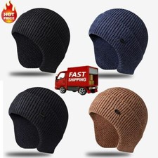 Men Women Knit Hat Winter Warm Stretch Beanie Ear Flaps Cap Outdoor Work Ski US