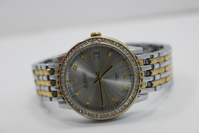 Women's August Steiner AS8262TTG Crystal Bezel Diamond Dial Date Watch New Batt