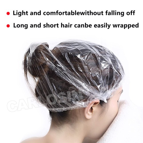 100X Shower Cap Clear Plastic womens Men Kids Hair Cover Waterproof - Picture 4 of 9