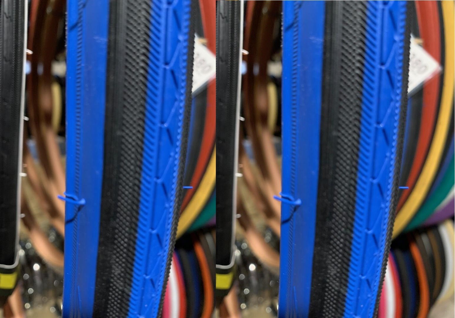PAIR (2pcs) Bicycle Tires 700 X  25C Black Shoulder/Blue Center Road Fixie Bikes