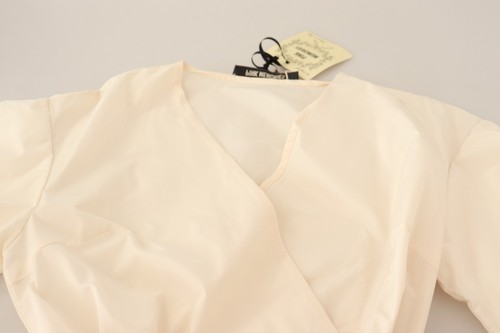PINK MEMORIES Dress A-line Wrap Off White Short Sleeves Maxi IT42/US8/M RRP $500 - Picture 5 of 7