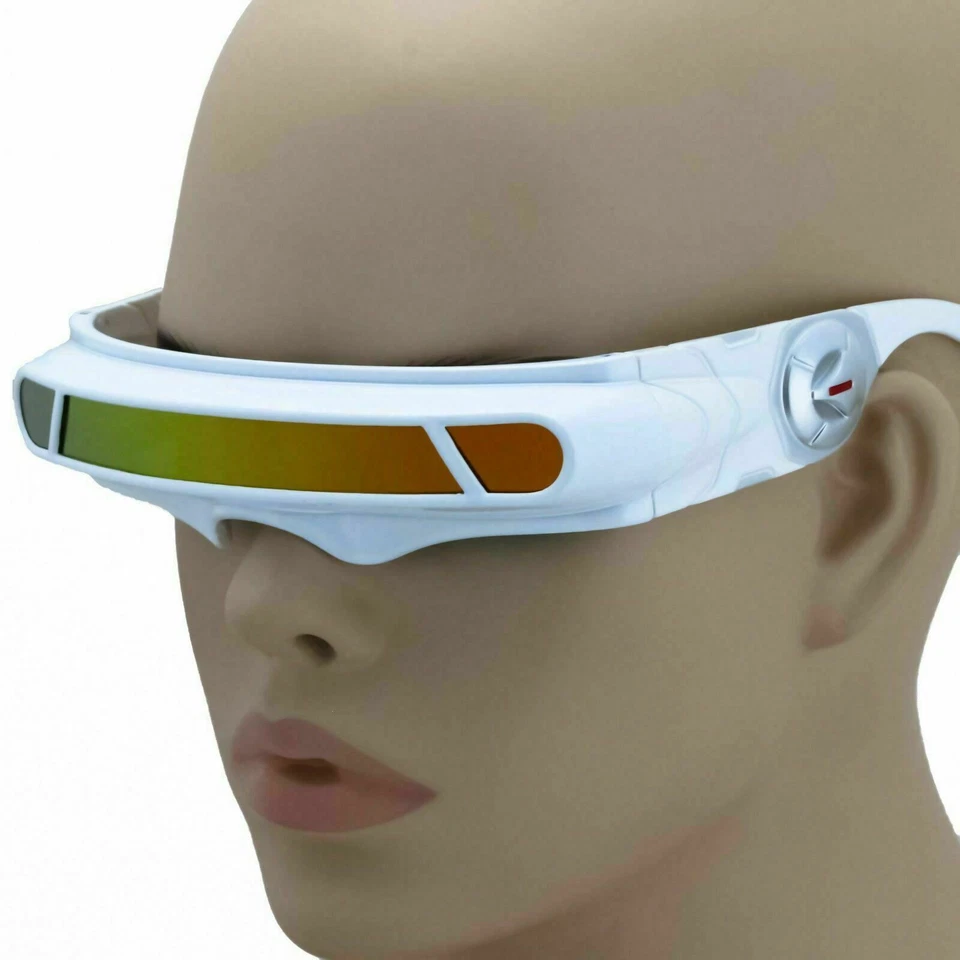 DISFRAZ ALIENÍGENA ESPACIAL Fiesta CÍCLOPES Robot Futurista ESCUDO ENVOLTURA GAFAS SOLARES Visera Foto 3 de 4