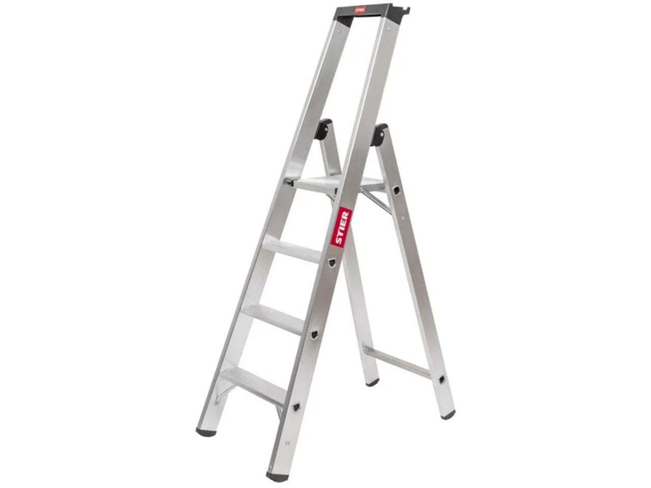 Escalera De Peldaños STIER 4 Peldaños, Acceso Unilateral, Plata - A