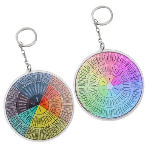  2Pcs Feeling Wheel Key Ring Emotion Wheel Keychain Portable Feeling Wheel