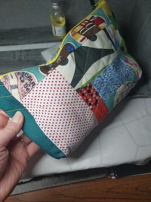 Handgefertigte Kosmetiktasche Patchwork gemischte Farben Stoff, 10'' x 7'' gefüttert für Kosmetik