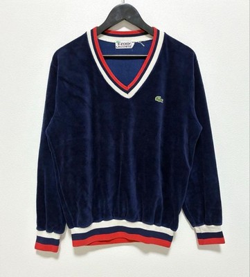 80s IZOD LACOSTE V-Neck Velour Pullover Sweater Navy L | eBay
