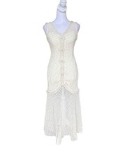 Evening Chic Vintage Elegant Cream Crochet Midi Dress Mermaid Womens Size 7/8