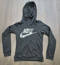 Nike Sportswear Womens XS Black Funnel Neck Graphic Fleece Hoodie 844730-010