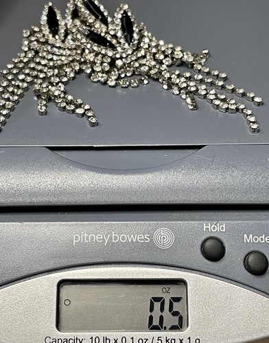 Vintage Black White Crystal Long Dangle Drop 3.5" Glitz Party Post Earrings - Picture 7 of 7