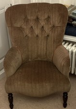 Brown Velvet Upholstered Armchair Solid/Plain 80cm W x 80cm L x 85cm H
