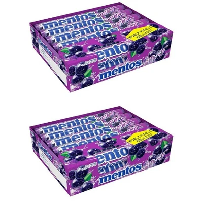 Mentos Chewy Mint Candy Roll Grape 1.32 ounce/14 Pieces (Pack of 12) Set of 2
