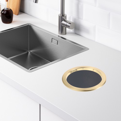 Küche Mülleimer Deckel Müll Schaukel Edelstahl Arbeitsplatte Kreis Rutsche - Bild 6 von 12