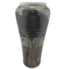 Large Studio Pottery Vase By Sinclair Ashley Abstract Landscape Earth Tones READ