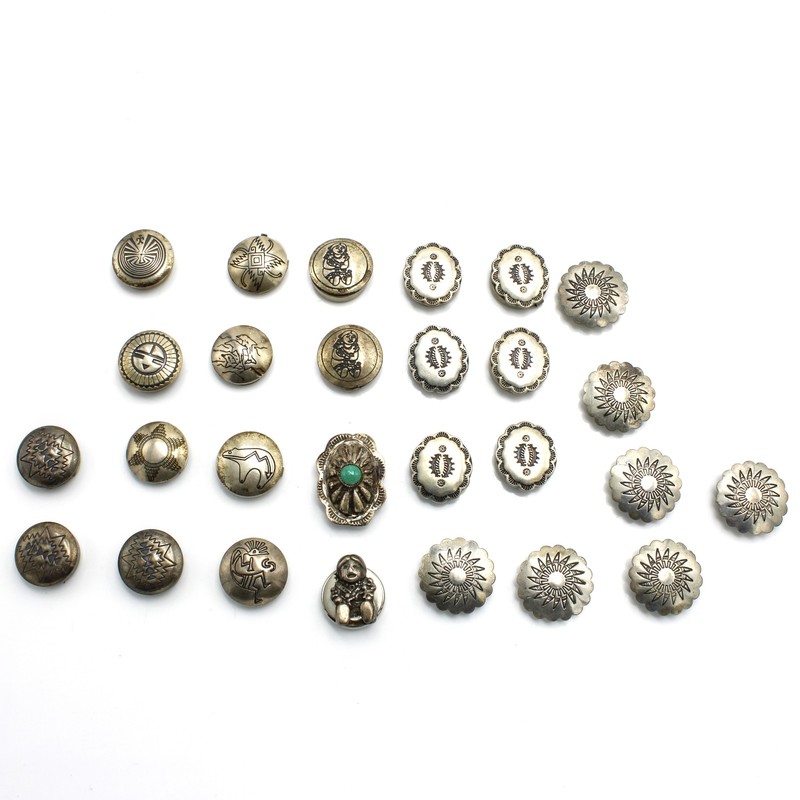 Southwest Sterling Turquoise Overlay Motif Button Covers Lot of 27 #S5591-2