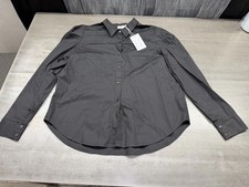 Adrienne Solid Frankie Black Button Down Shirt Women’s Sz 1X Made In USA NWT