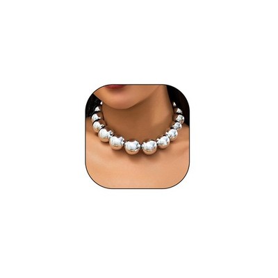 Gold Chunky Beaded Statement Necklaces for Women Exaggerated Oversized Thick Big