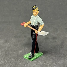 Tradition of London Victorian British Pioneer in Forage Cap Holding Shovel