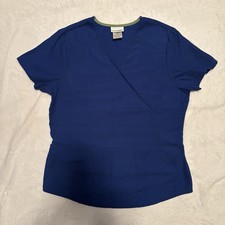 Womens Scrubstar Scrub Top Small Royal Blue Nurse Uniform V Neck Pockets Medical