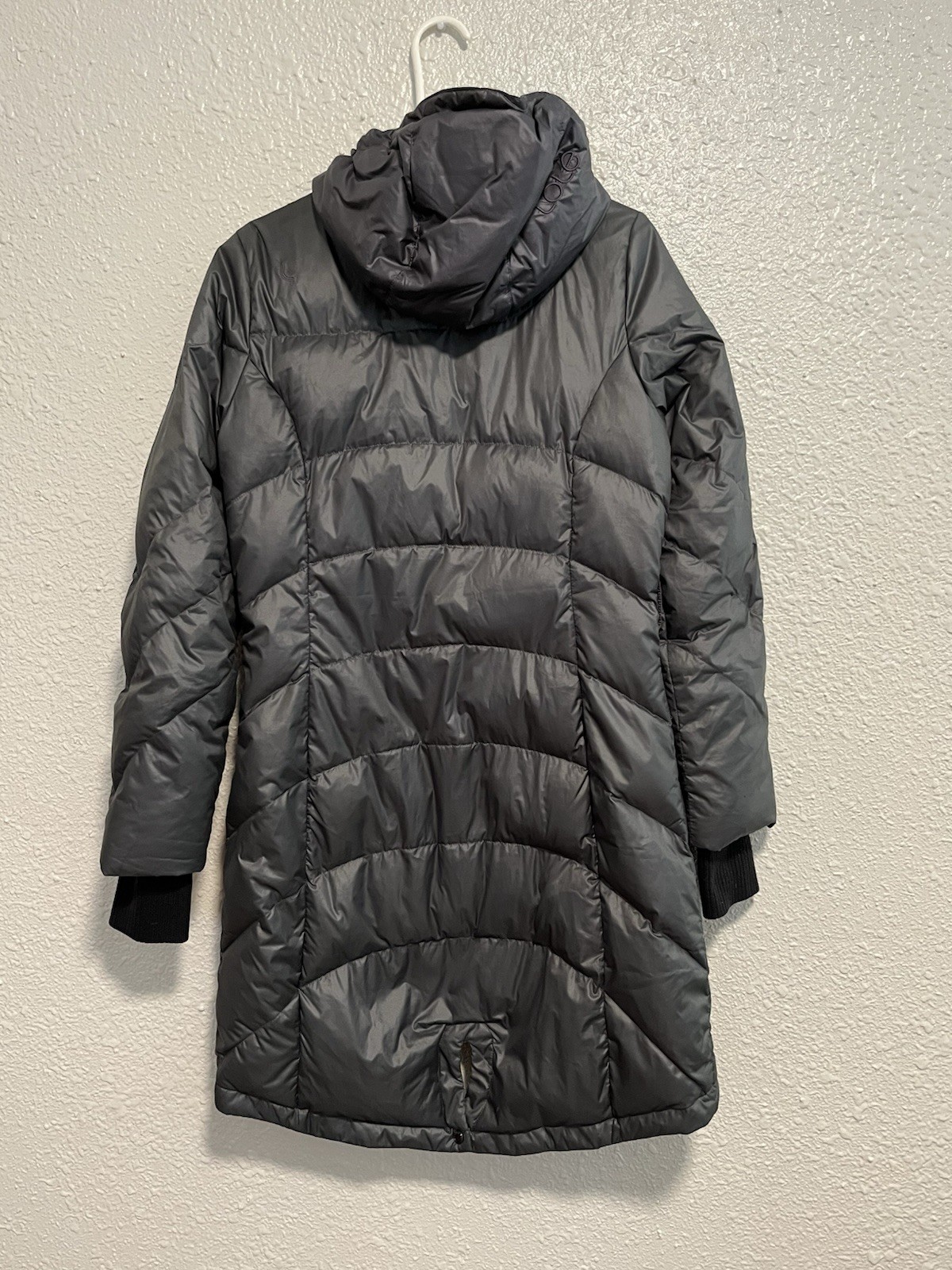 Lolë Duck Down Insulated Hooded  Women Medium Long Jacket Dark Grey Lightweight