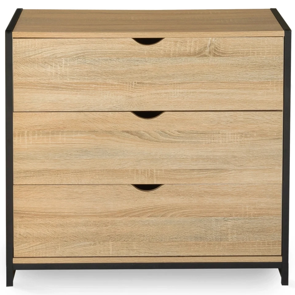 Commode 3 tiroirs DETROIT 80 cm design industriel - Photo 3/4