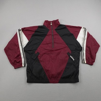 Vintage Adidas Jacket Mens XL Red Black Colorblock Windbreaker Track Coat 90s